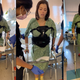 A collage of three screenshots of streamer Adriana Chechik walking after having back surgery.